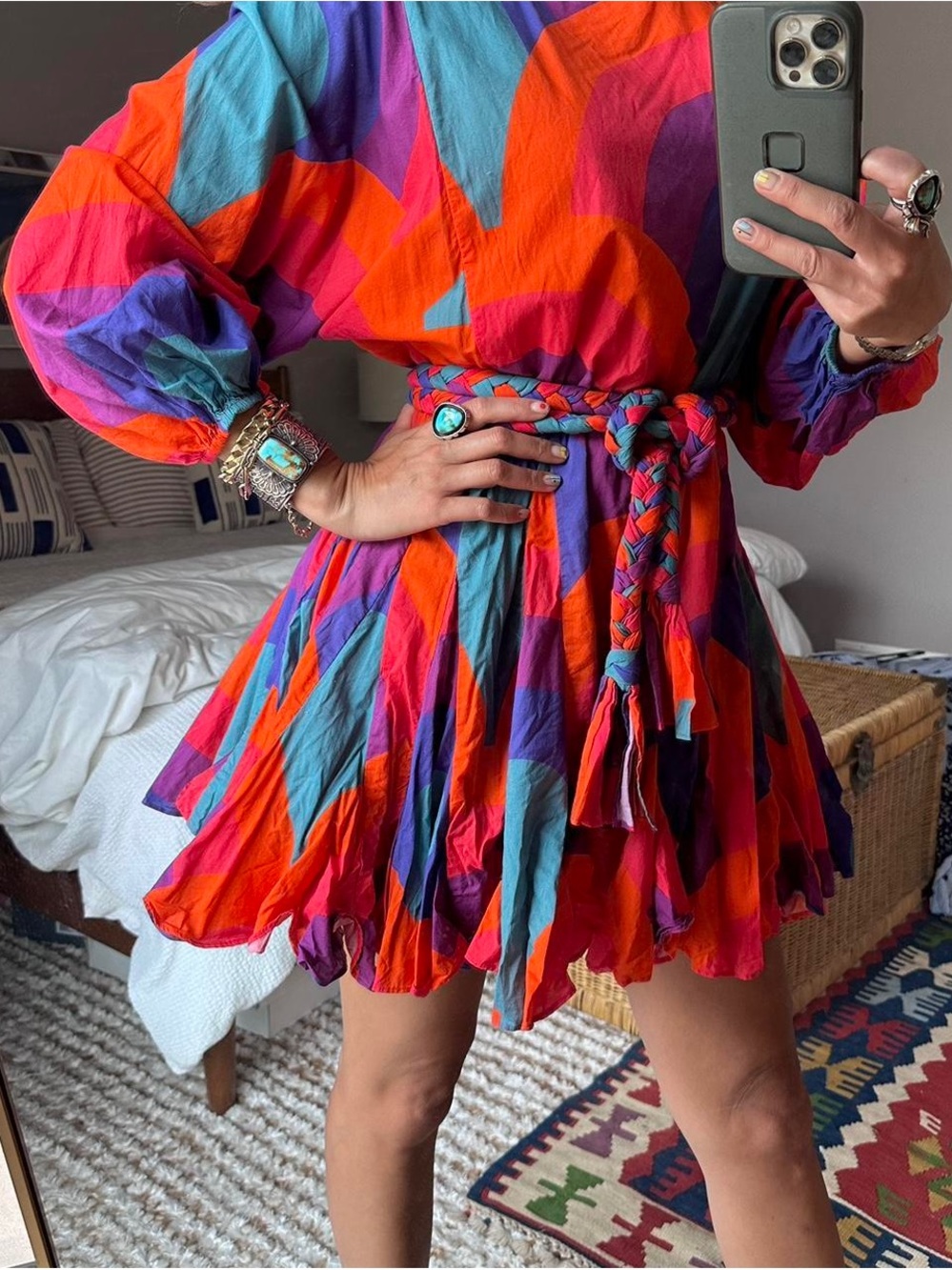RHODE Ella Rainbow Print Mini Dress